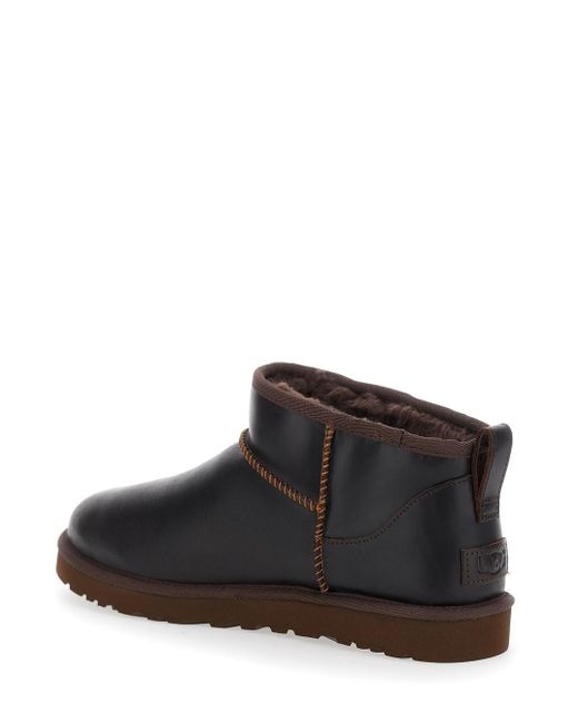 Ugg Black Classic Ultra Mini Leather Boots for men