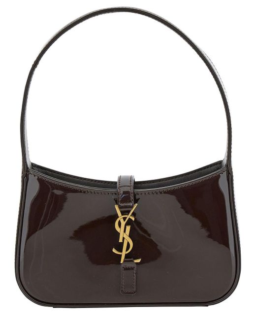 Saint Laurent Black 'mini Hobo Monogramme' Shoulder Bag In Patent Leather