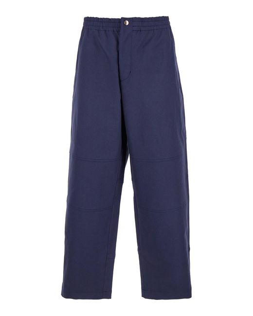Moncler Genius Blue Pants With Elastic Waist And Logo Patch On The Rear for men