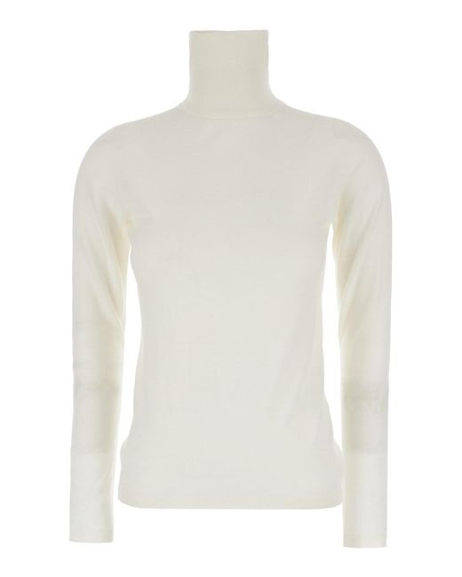 Max Mara White Solid Turtle Neck Sweater