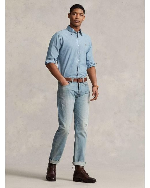 Polo Ralph Lauren Blue Long Sleeve Shirt Cotton for men