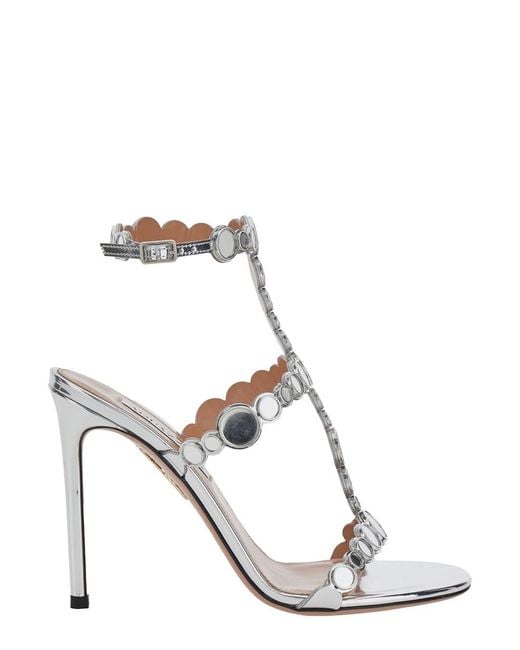 Aquazzura Metallic Heeled Sandals Afterglow Sandal 105