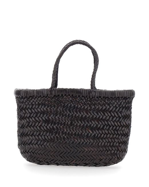 Dragon Diffusion Black Handbag 'Flat Gora' Mini With Two Top Handles And Eco