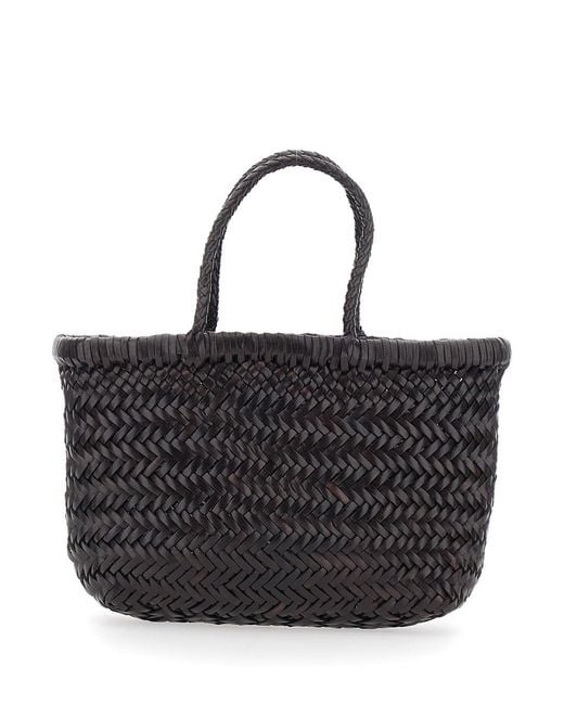 Dragon Diffusion Black Handbag 'Flat Gora' Mini With Two Top Handles And Eco
