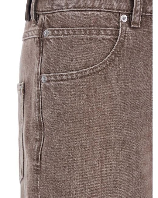 Bottega Veneta Brown Jeans With Logo Patch On The Rear And Washed Desi