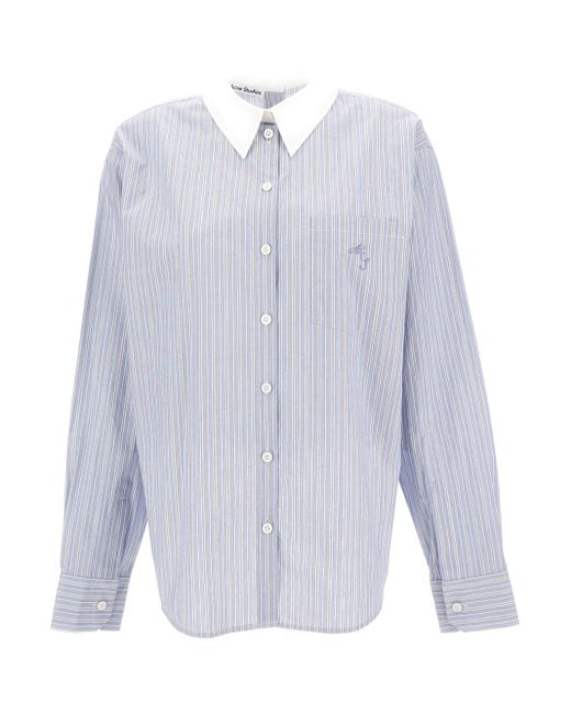 Acne White Light Striped Shirts With Front And Back Button Clos