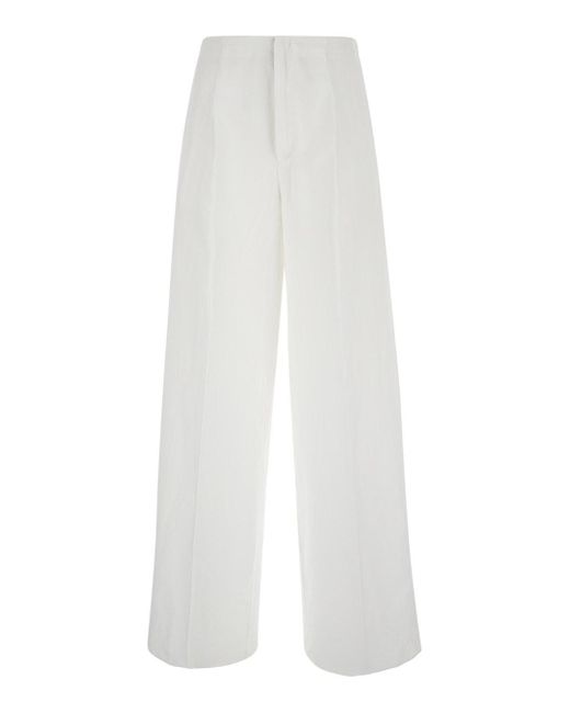 Forte Forte White Wide Palazzo Pants With Elastic Waistband