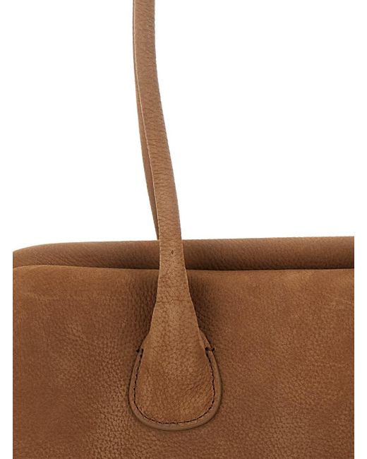 OSOI Brown 'Boat Wide Mini' Shoulder Bag With Round Handles And Logo L