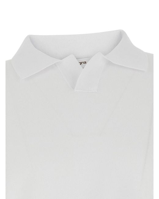 Kangra White Cotton Polo Shirt With Collar And Short Sleeves for men