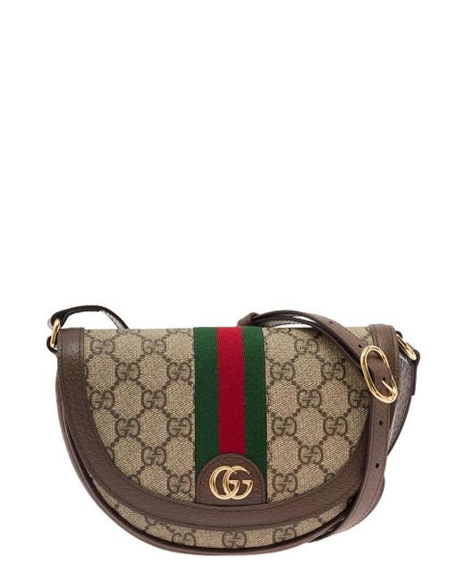 Gucci Brown 'Ophidia' Mini And Ebony Crossbody Bag With Web Detail In