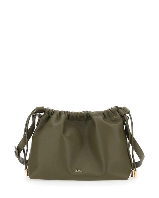A.P.C. Green Crossbody Bag With Logo Lettering On The Front And Drawstring Closure