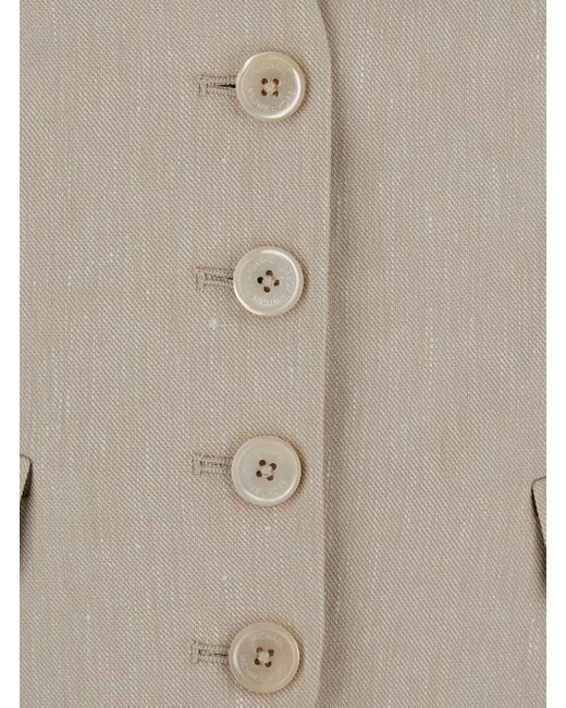 Michael Kors Gray Linen And Cotton Blend Vest