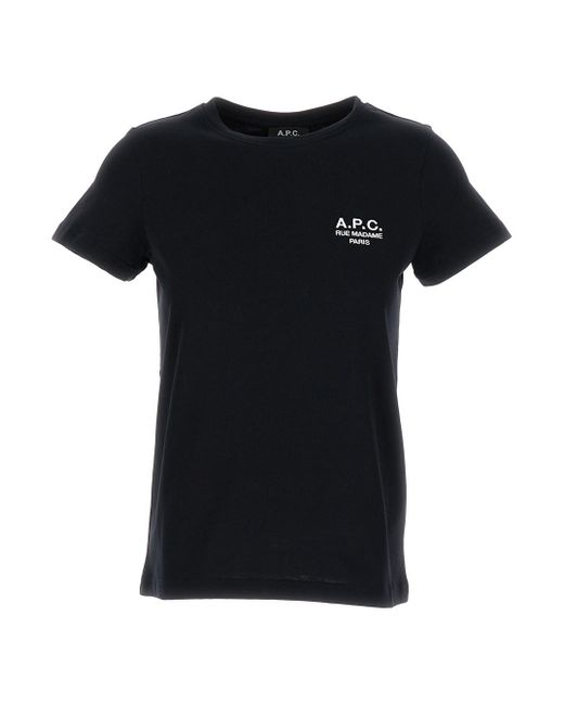 A.P.C. Black Crewneck T-Shirt With Logo