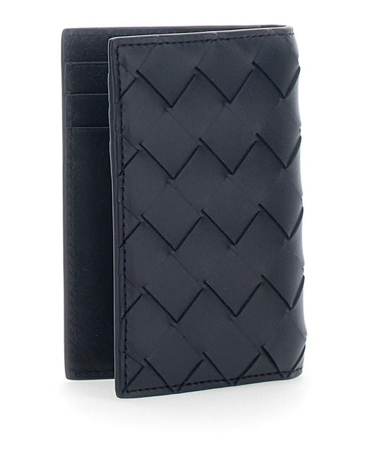 Bottega Veneta Blue Cardholder With Intreccio Design And Stripe for men