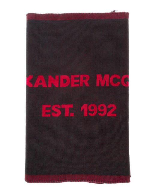 Alexander McQueen Red And Scarf With Jacquard Logo for men