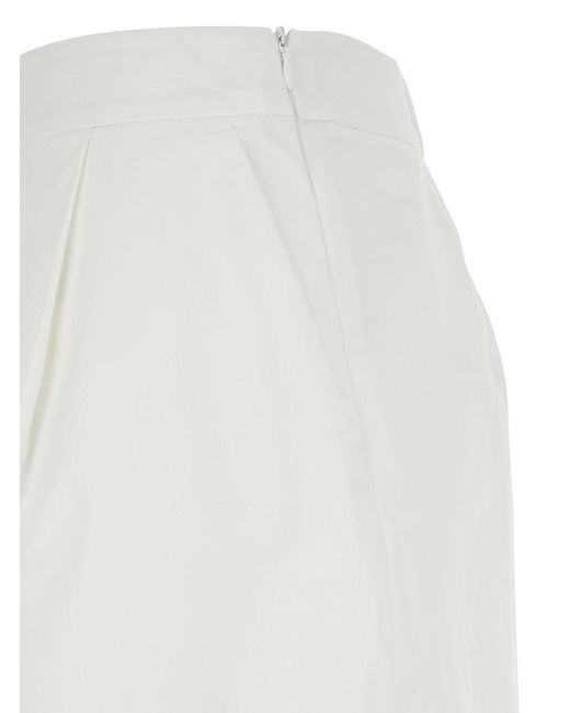 Le Plain White Shorts With Semi-Elasticated Waist And Side Clos