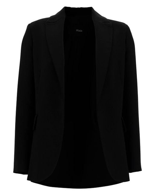 Plain Open Jacket With Peak Revers In Fabric in Black Lyst