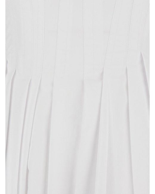 Sportmax White 'Giro' Midi Dress With Square Neckline And Hidden Zip Closure