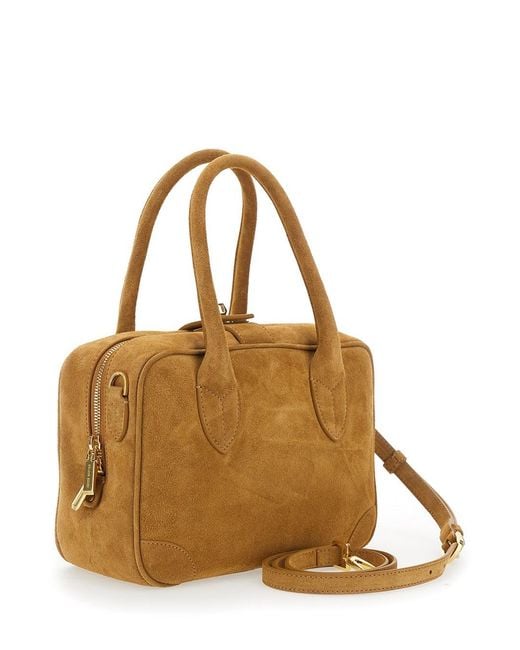 Golden Goose Deluxe Brand Brown 'Vita' Handbag With Antique Brass Metal Details In