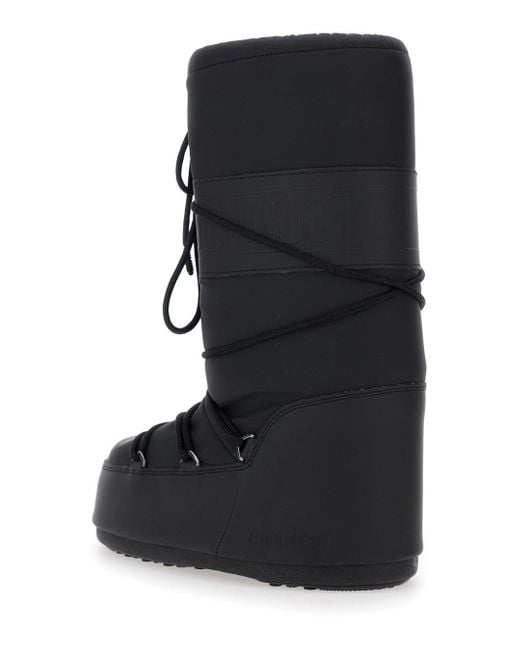 Moon Boot Black 'Icon' Snow Boots With Maxi Logo Print On The Side for men