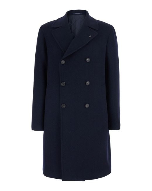 Tagliatore Blue Coat With Button Front Closure for men