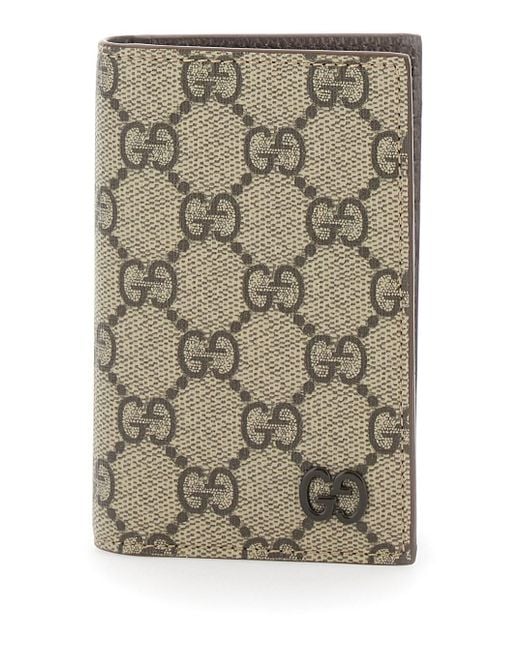 Gucci Gray Card Holder With All-Over Gg Motif And Logo On The Front for men