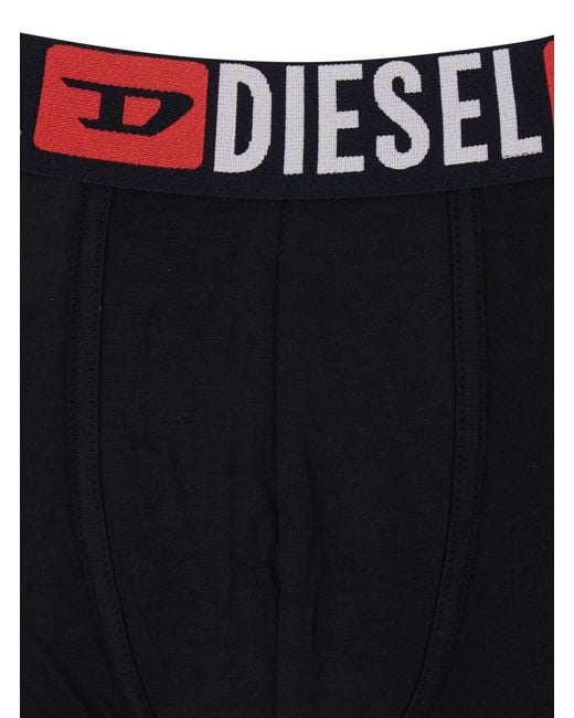 DIESEL Black Set Of Three Boxer Shorts With Elastic Waist With Logo Lettering for men