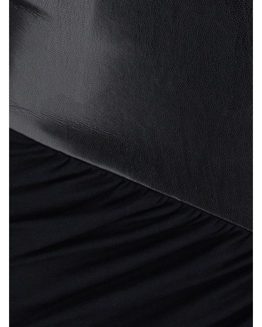 ANDAMANE Blue 'Ursula' Dress With Ecoleather Details And Draped D