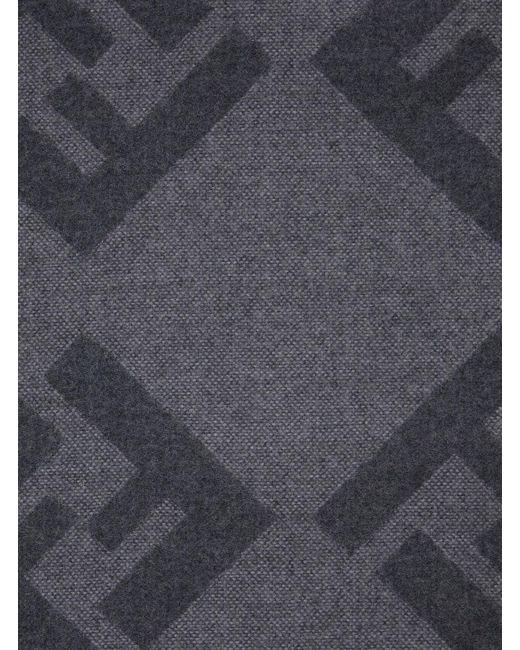 Fendi Gray Fringed Edge Scarf With All-Over Ff Logo for men
