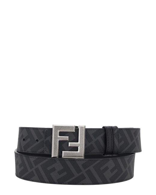 Fendi Black Reversible Belt With Square Ff Buckle for men
