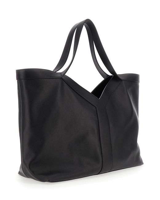 Saint Laurent Black Tote Bag With Two Top Handles And Hook Closure for men