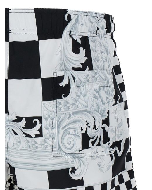 Versace White Light And Swim Trunks With Nautical Barocco Print I for men