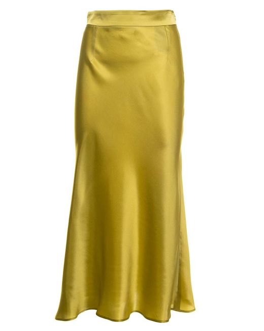 FEDERICA TOSI Yellow Satin Midi Skirt