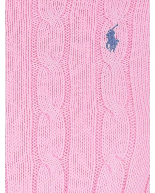 Polo Ralph Lauren Pink Crewneck Sweater Cable Knit
