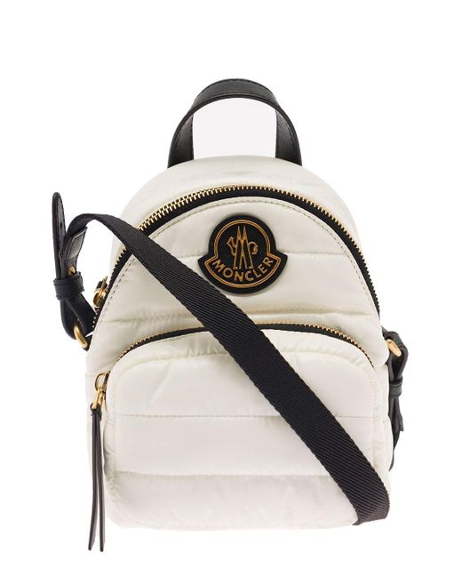 Moncler White 'kilia' Small Padded And Quilted Backpack With Logo Patch In Polyamide Woman