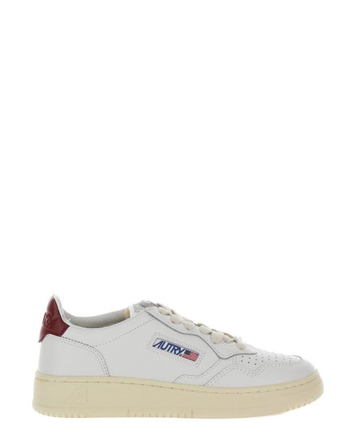 Autry White 'Medalist' Low Top Sneakers With Contrasting Heel Tab