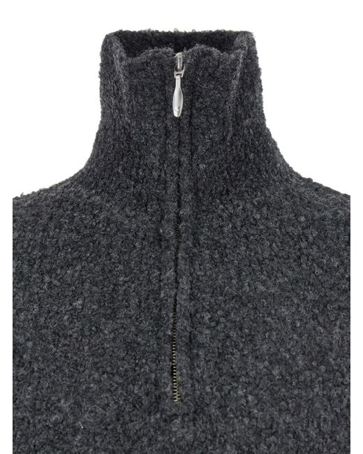 TONYWACK Gray High Neck Swater With Zip for men