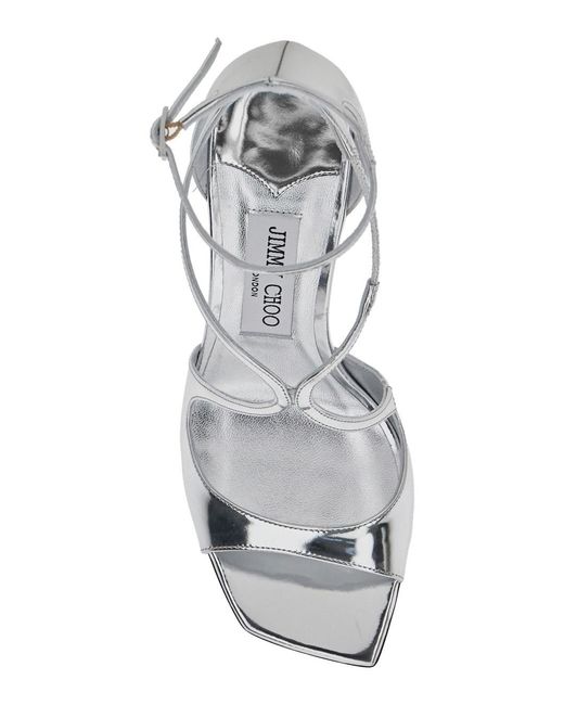 Jimmy Choo 'Azia' Metallic Sandals With High Stiletto Heel And Ankle Closure