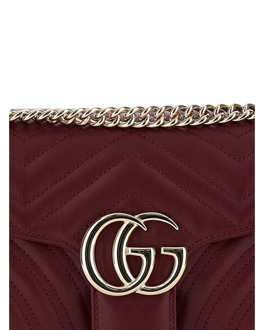Gucci Purple 'Gg Marmont' Crossbody Bag With Double G