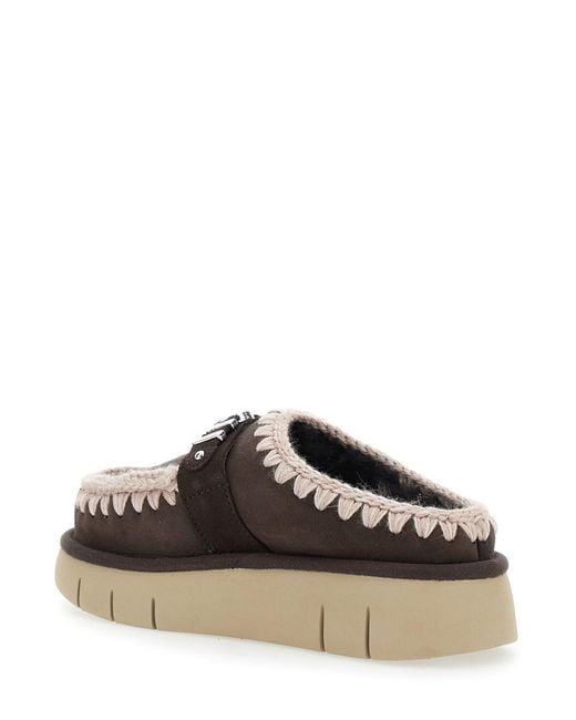 Mou Black 'Bounce' Mules With Logo Lettering And Open Rear