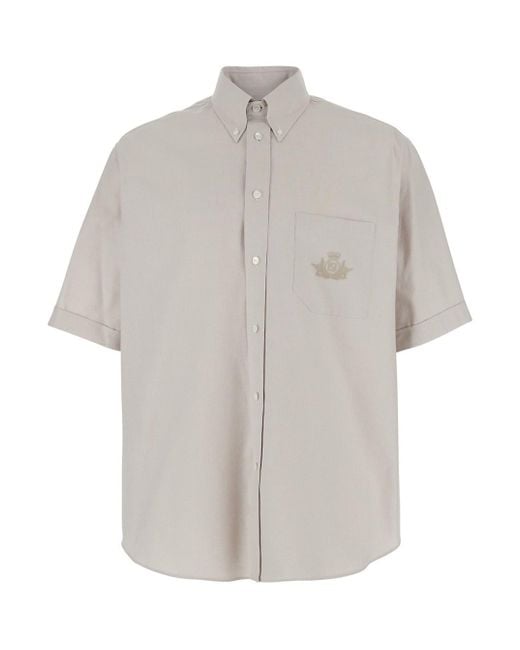 Camicia Con Colletto Button-Down E Ricamo Logo Sul Fronte di Fendi in White da Uomo
