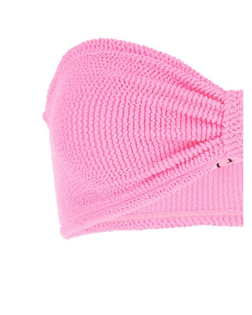 Hunza G Pink 'Tina' Sleeveless Bikini With Rear Ruched Details