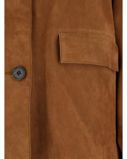 Arma Brown 'Ella' Jacket With Wide Collar And Flap Pockets On The Fron