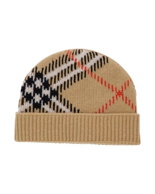 Burberry Metallic Wool Hat With Check Motif