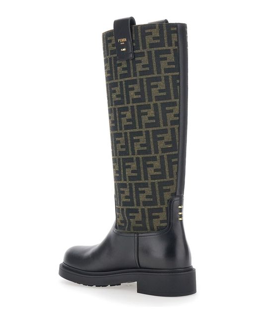 Fendi Black Knee-High Boots Filo