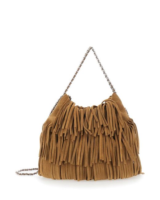 Tory Burch Brown 'Fleming Small' Shoulder Bag With Chain Strap And Fri