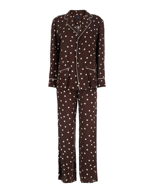 Le Plain Brown Suit With Polka Dot Motif