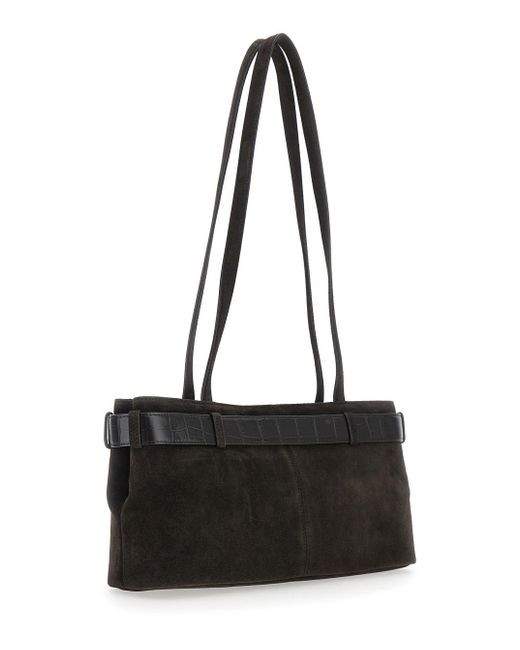 OSOI Black Shoulder Bag With Belt Detail And Pendant Keys