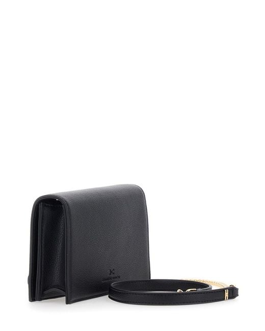Elisabetta Franchi Gray Clutch With Logo Lettering On The Front And C