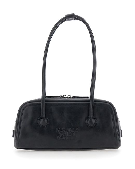MARGE SHERWOOD Black 'Soft Boston' Shoulder Bag With Two Top Handles An